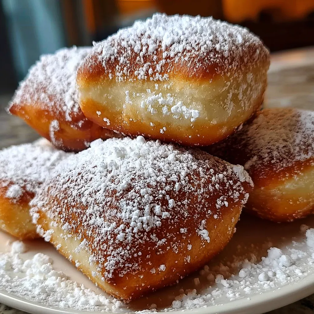 Classic New Orleans Style Vanilla French Beignets with Powdered Sugar